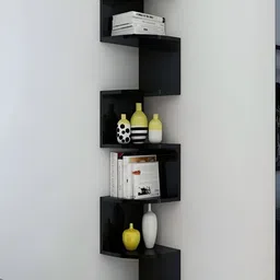 Xtenshion Crafts Black Zig-Zag Wooden Shelf image 5