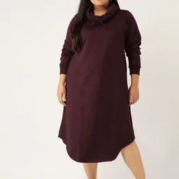 theRebelinme Women Cotton Cowl Neck Long Sleeves Plus Size A-Line Midi Dress-image-95