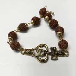 Divine souvenirs Unisex Gold Plated Rudhraksh Link Bracelet-picture-38