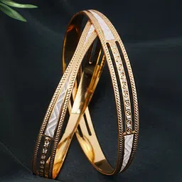 Adwitiya Collection Set Of 2 24CT Gold-Plated Intricate Design Bangles image 1