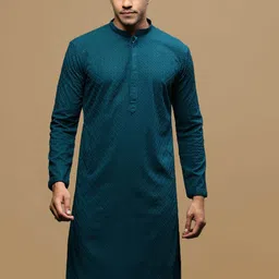 here&now x sanwara Sanwara Geometric Embroidered Chikankari Cotton Straight Kurta image 1