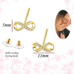 VAMA Gold-Plated Crystals Studded Infinity Symbol Studs image 3