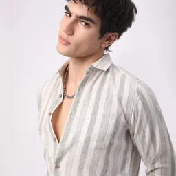 VASTRADO Men Classic Slim Fit Opaque Striped Casual Shirt-image-39