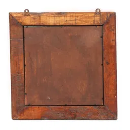 Exotic India Brown Textured Wood Framed Vintage Square Mirror image 4