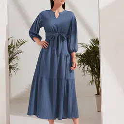 Chemistry Women Belted Tiered Western Midi Dress-image-1
