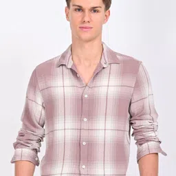 POE Men Smart Slim Fit Opaque Checked Casual Shirt image 1