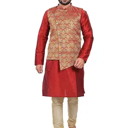 JEXI Men Regular Pure Silk Kurta with Churidar-picture-30