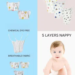 minku creations 5-Layer Organic Muslin Nappy–Ultra-Soft,Reusable & Breathable Baby Cloth Diaper image 3