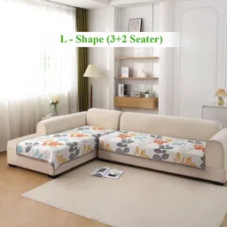 HOKIPO White & Grey Printed Polyester 2 Piece Sofa Cover-image-20