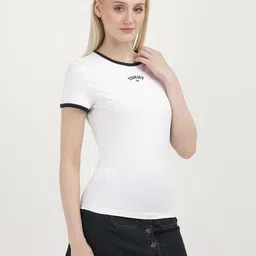 Tommy Hilfiger Women Typography Applique Slim Fit T-shirt image 4