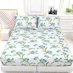 THE WHITE MOSS White Floral 220 TC King Bedsheet with 2 Pillow Covers-picture-22