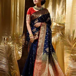 KALINI Woven Design Zari Silk Blend Banarasi Saree-picture-26