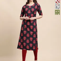 Ethnic basket Women Pack of 4 Ethnic Motifs Printed Daily Straight Kurtas-picture-29