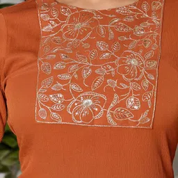 SZN Floral Printed Thread Work Pure Silk Straight Kurta With Sharara & Dupatta image 4