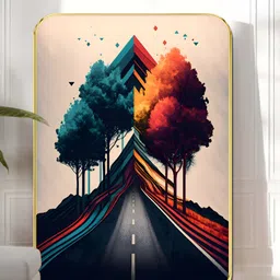 Myntra Elegant Homes Beige & Black Colorful Road to Nature Wooden Wall Art-image-84