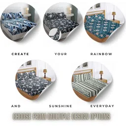 HIDECOR Brown Geometric 350 TC King Bedsheet with 2 Pillow Covers image 3