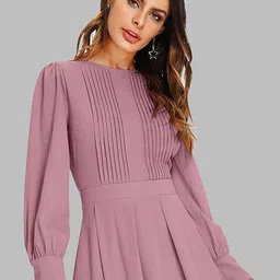 DHUNKI Puff Sleeve Georgette Formal Fit & Flare Midi Dress image 5