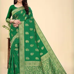 Kevami Fashion Green Silk Blend Kanjeevaram Sarees-picture-23