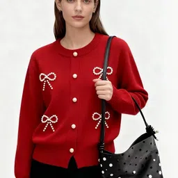 Outzidr Women Cardigan with Embellished Detail-image-82