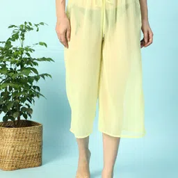 Oxolloxo Women Solid Elasticated Waist With Tie-Up Detail Beachwear Culottes-image-79
