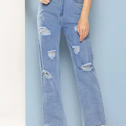 Roadster Women Comfort Relaxed Fit Mid-Rise Slash Knee Denim Jeans-picture-34