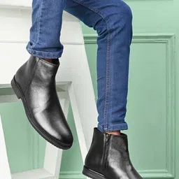 Roadster Men Leather Boots With Side Chain-picture-31