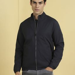 Allen Solly Men Stand Collar Solid Casual Reversible Bomber Jacket-picture-37