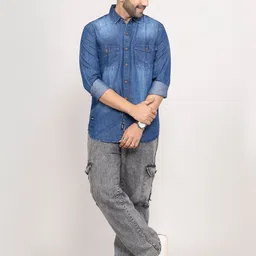 D Finish Men Smart Faded Faded Casual Shirt image 4