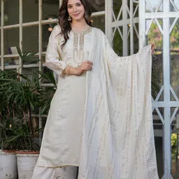 KALINI Women Yoke Design Regular Kurta with Palazzos & With Dupatta-picture-37