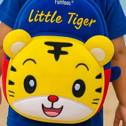 funtoos Small 10 L Backpack Happy Pals Toddler Backpack Tiger Plush Bag for Baby Boys and Girls (2–5 Years) image 2