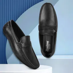 Paragon Men's Black Formal Loafer Shoes | Cushioned Sole & Sturdy Construction Loafers For Men image 1
