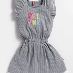 Here&Now X Game Begins Girls Striped Flutter Sleeve Fit & Flare Dress image 4