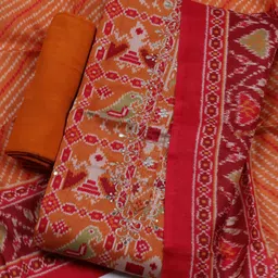 Meena Bazaar Ethnic Motifs Printed Sequinned Work Unstitched Dress Material-picture-17