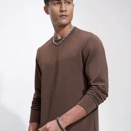 HIGHLANDER Men Self Design Round Neck Oversized T-shirt image 5