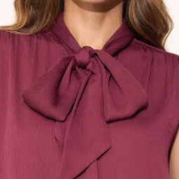 Annabelle by Pantaloons Women Solid Bow Sleeveless Regular Top image 3