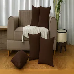 INDHOME LIFE Brown Set of 6 Square Cushion Covers image 3