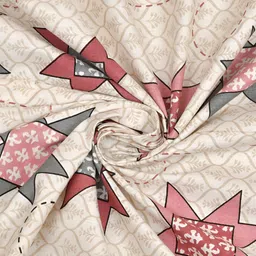 Myntra Elegant Homes 8-Pcs Cream-Colored & Pink Ethnic Motifs Printed Cotton Diwan Set image 2