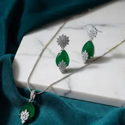 Zintalic Sliver-Plated Stone-Studded Jewellery Set-picture-38