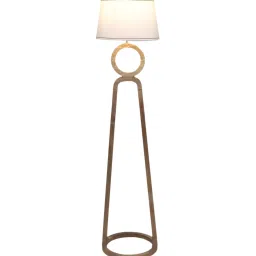 sapphire White Fabric Shade Floor Lamp With Brown Base image 5