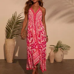 Routes by All About You Women Tropical Printed A-Line Maxi Dress image 5