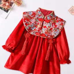 FOREVER FRIDAY Floral Printed Mandarin Collar A-Line Dress-image-20