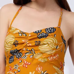 Globus Women Strappy Shoulder Floral Print Flared Hem Fusion Jumpsuit image 4