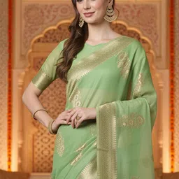 Anouk Rustic Ethnic Motifs Woven Design Zari Banarasi Saree image 1