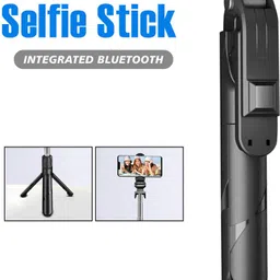 ASRYD Portable Selfie Stick Tripod with Bluetooth Remote, Tripod Stand, Multifunctional Selfie Stick with Extendable Aluminium Monopod, 360 deg Rotation Phone Holder, Adjustable Grip Tripod Bluetooth Selfie Stick image 1