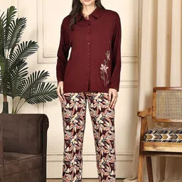 Kanvin Printed Shirt Collar Long Sleeves Night Suit-picture-21