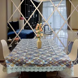 KANUSHI INDUSTRIES Blue Geometric Printed Waterproof 6-Seater Table Cover-picture-27