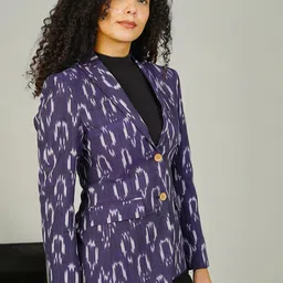 INDOPHILIA Printed Cotton Single-Breasted Blazer image 3