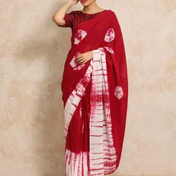Moara Ready To Wear Pure Cotton Tie and DyeSaree with Unstiched Blouse image 2