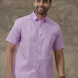 Ramraj Solid Spread Collar Short Sleeves Cotton Shirt image 5