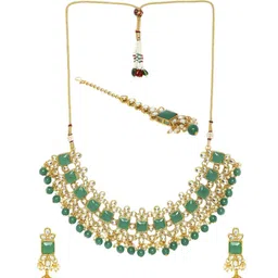 fabula Kundan Stone-Studded & Pearls Beaded Layered Choker Jewellery Set-picture-32